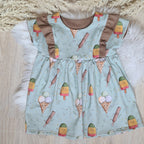 Kinder Tunika Kleid "Eis" mit Eis-Motiv, Jersey 95% Baumwolle 5% Elasthan, handgenäht | Little Falili
