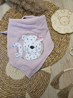 Baby Musselintuch "Schneeleopard" mit Schneeleopard-Stickmotiv, 100% Baumwolle Musselin, 60x60 cm, handgenäht | Little Falili
