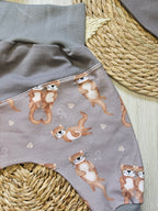 Pumphose "Otter taupe" mit passendem Halstuch, French Terry 95% Baumwolle 5% Elasthan| Little Falili
