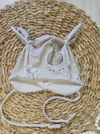 Baby Öhrchen-Mütze "Monster" mit Monster-Motiv, handgemacht aus French Terry & Jersey, 95% Baumwolle 5% Elasthan | Little Falili
