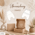 Handgefertigter Überraschungsstrampler von Little Falili – Beispielbild, Farbe und Design können variieren.