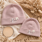 Rosa Partnerlook Beanies für Erwachsene und Kinder von Little Falili