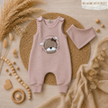 Otter-Stickerei auf altrosa Baby Strampler aus Waffeljersey, handmade | Little Falili