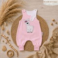 Handgenähter Baby-Strampler "Lama" in hell rosa, French Terry & Jersey 95% Baumwolle 5% Elasthan, Lama-Stickapplikation – Little Falili