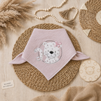 XL Musselintuch „Schneeleopard“ aus Musselin mit Schneeleopard-Stickmotiv