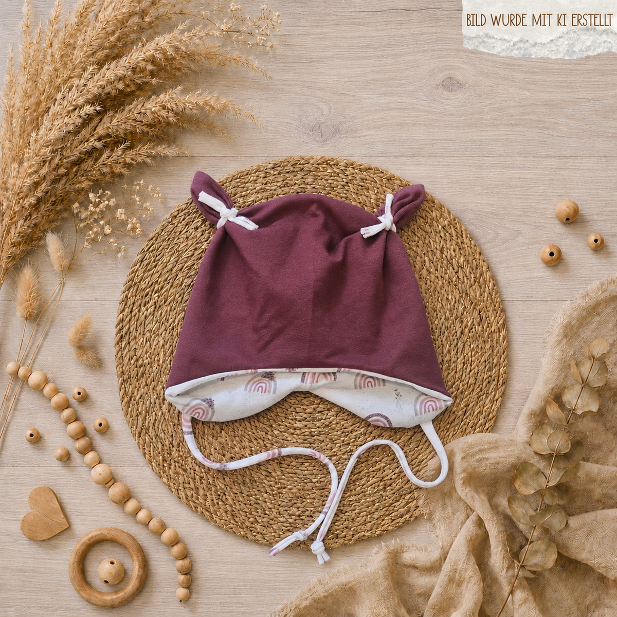 Baby Öhrchen-Mütze "Hase mit Herz" French Terry & Jersey handmade | Little Falili