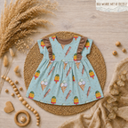 Kinder Tunika Kleid "Eis" mit Eis-Motiv, Jersey 95% Baumwolle 5% Elasthan, handgenäht | Little Falili
