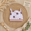 Baby Knoten-Mütze "Fee" mit Fee-Motiv, handgemacht aus Jersey, 95% Baumwolle 5% Elasthan – passend zur Strampler-Kollektion | Little Falili