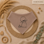 Handmade Baby Halstuch in Braun mit gesticktem Otter-Outline-Motiv – Jersey, 95% Baumwolle, selbst gezeichnetes Design, Little Falili