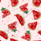 Detailansicht Jersey „Melone & Minze“ mit Melonen, Minze und Aquarell-Elementen