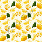 Musterdetail Zitronen Jersey – selbst gezeichnetes Aquarell-Design mit Zitronen und Zitronenscheiben | Little Falili
