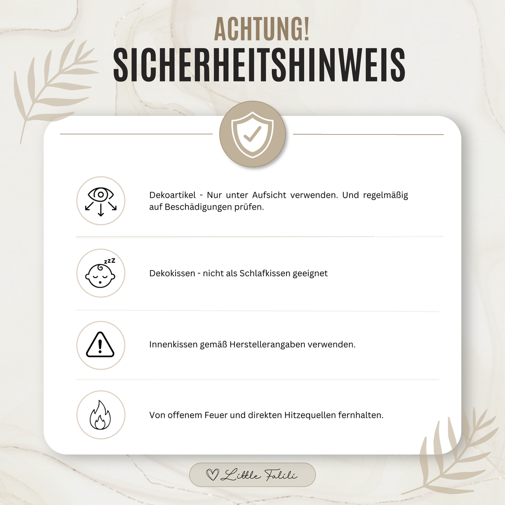 Sicherheitshinweis - Kissen