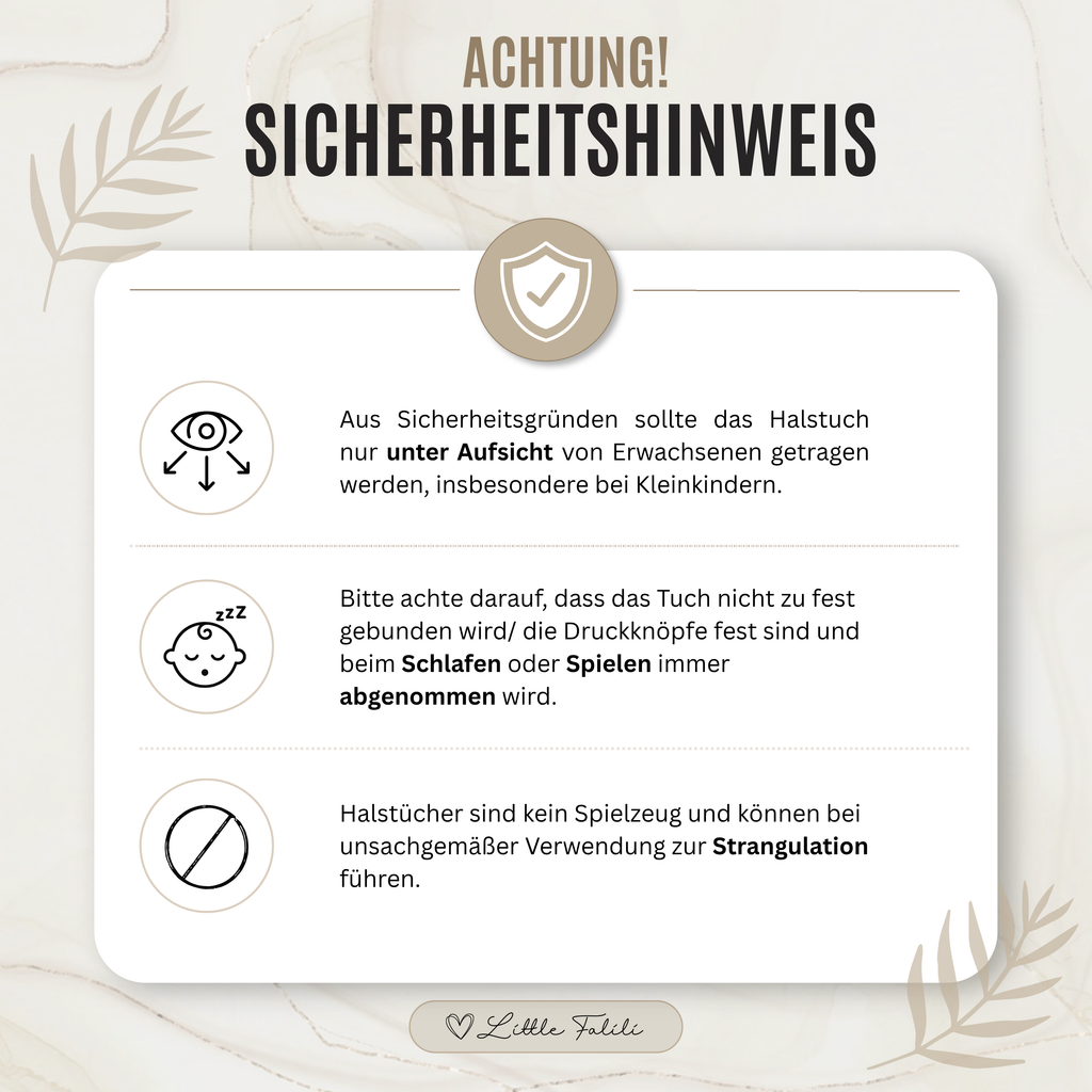 Sicherheitshinweis Halstuch  – Produktsicherheit, Little Falili