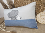 Personalisierter Kissenbezug "Elefant" mit Namens-Stickerei, 100% Baumwolle & 100% Polyester, inkl. Kisseninlett, 30x50 cm. Geschenk zur Geburt & Taufe.
